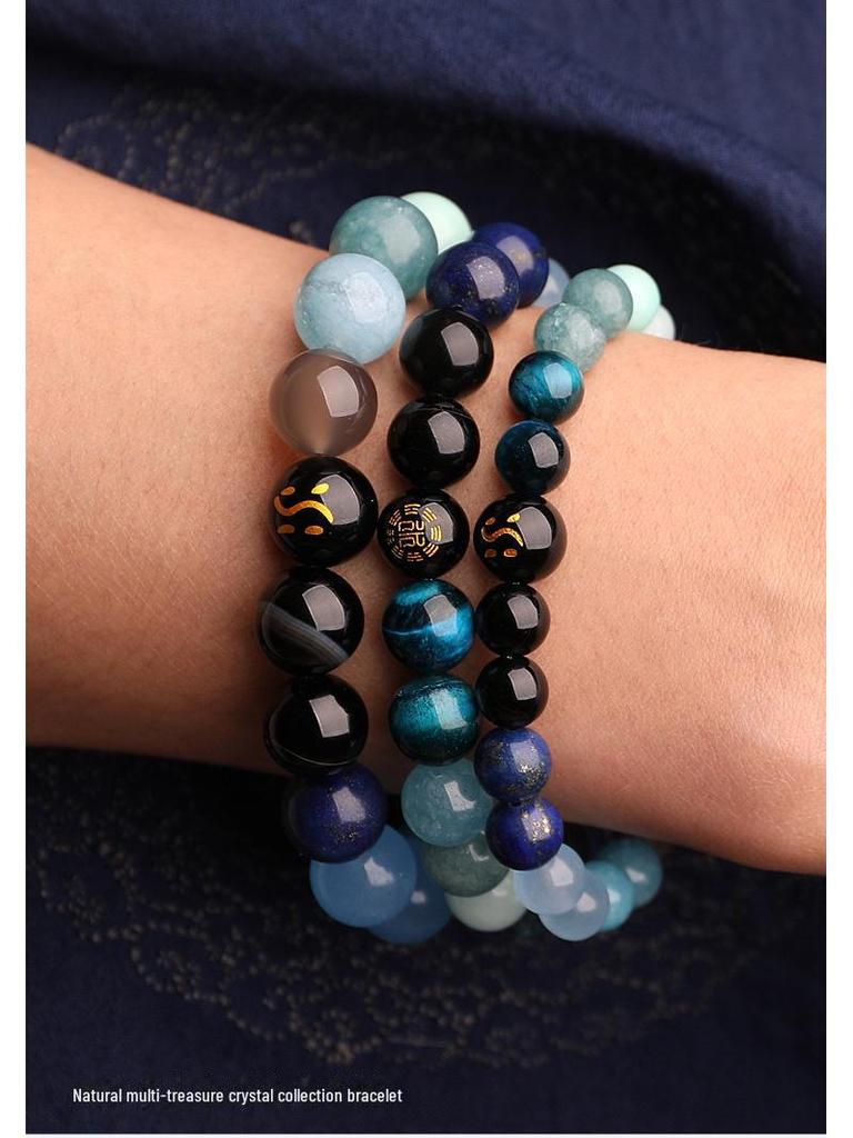 Браслет Five Elements Blue Crystal Aquamarine: Ювелирный подарок для мужчин и женщин, восполняющий запасы воды