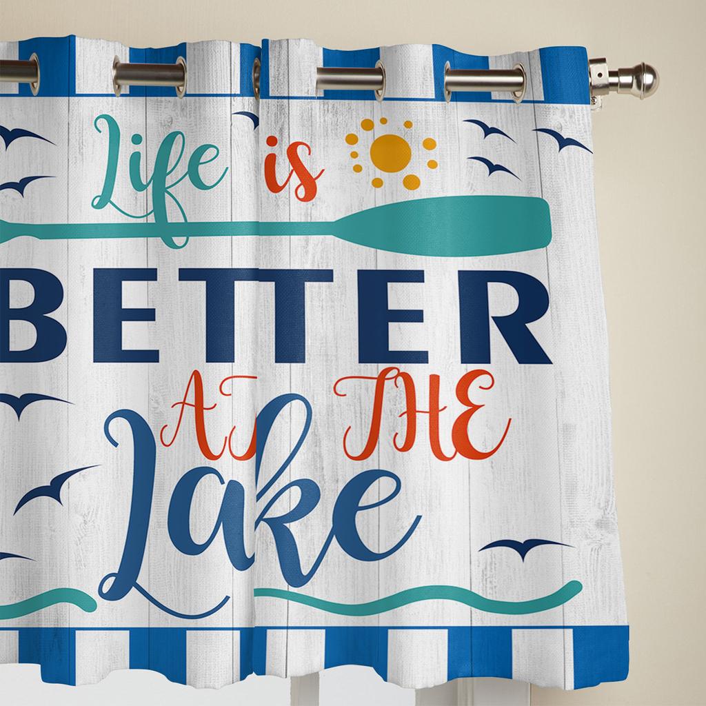 Summer Themed Wood Grain Window Curtain Living Room Luxury Valance Curtain for Bedroom Home Kitchen Decor Curtain