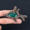 Lab-Created Emerald Gemstone Handmade Pure Copper Wire Wrapped Fish Pendant Jewelry