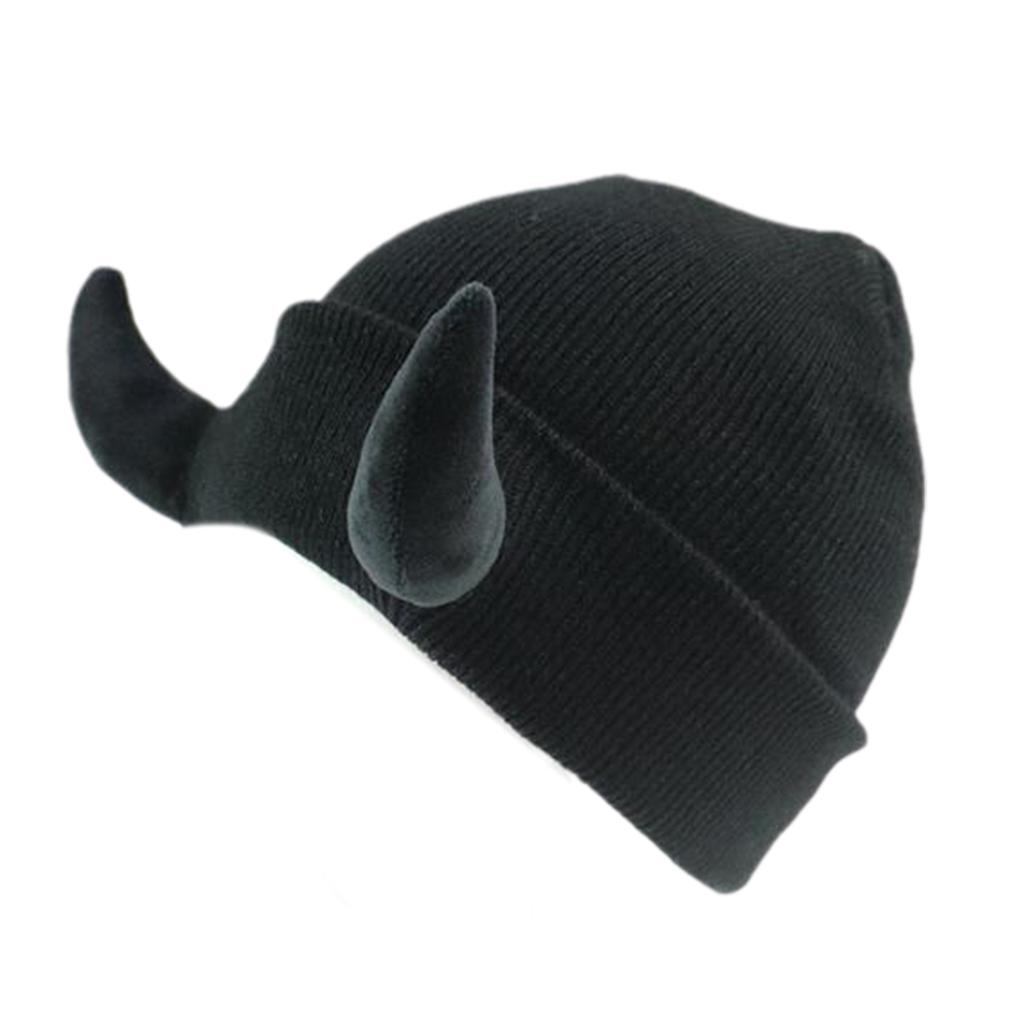 Fashion Knit Hat for Women Men Handwoven Beanie Cap Crochet Hat for Girl Boys Party Devil Horn Hat Novelty Accessories