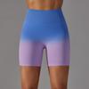 Спортивные шорты с высокой талией и градиентом, бесшовные, женские, для йоги, с подтяжкой бедер, штаны для бега