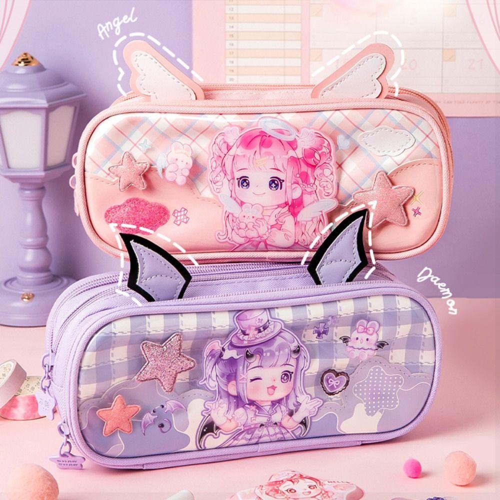 Girl Rabbit Angel Pencil Cases Large Capacity Angel Pen Box Angel Pencil Bag School Supplies