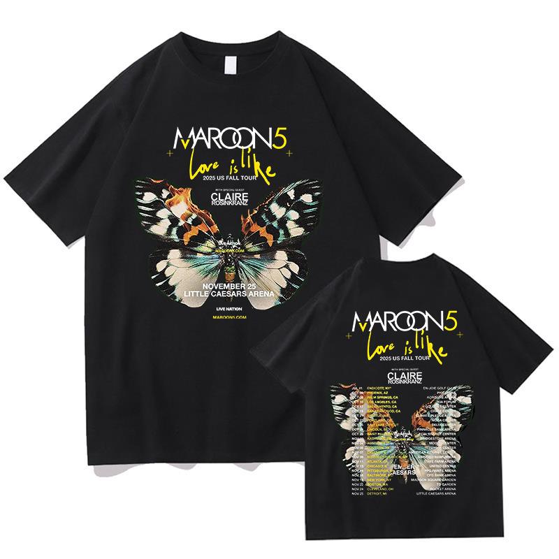 Maroon 5 All Night Tshirt Short Sleeve Cotton Male T-shirt Casual Fashion Unisex Streetwear Hip Hop Men Women Fans Clothing Tops