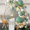 Riavika 117pcs Sage Green Balloon Arch Garland Kit, Olive Green Gold Confetti White Balloon Decoration Birthday
