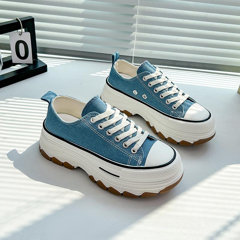 Женские парусиновые кроссовки на платформе, нескользящая дышащая прогулочная спортивная обувь на шнуровке, повседневные кроссовки из искусственной кожи для женской парусиновой обуви