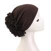 Women's Breathable Elastic Chiffon Hat with Large Flowers Solid Color Thin Bottom Cap  Islamic Head Wrap African Bandana Head