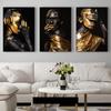 Golden Makeup Black Women Canvas Painting African Model Girl Posters and Prints Abstract Wall Art Pictures for Living Room Decor
