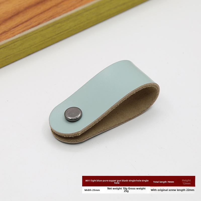 Кожаная ручка для дверцы шкафа и ящика, одно отверстие, вставки из чистой меди