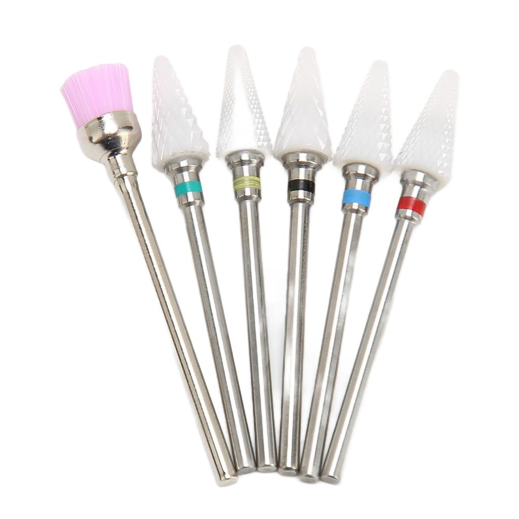 6pcs Nail Drill Bits Set Professional Salon Novice Ceramic Rhinestone Gel Polish Cuticle Remover Bits