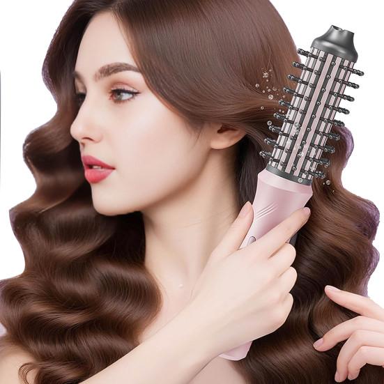 Cordless Hair Curling Iron Brush 3-in-1 Hair Curler Straightening Brush 5000mAh Thermal Hair Brush 3 Temperature Curling Wand for Women
