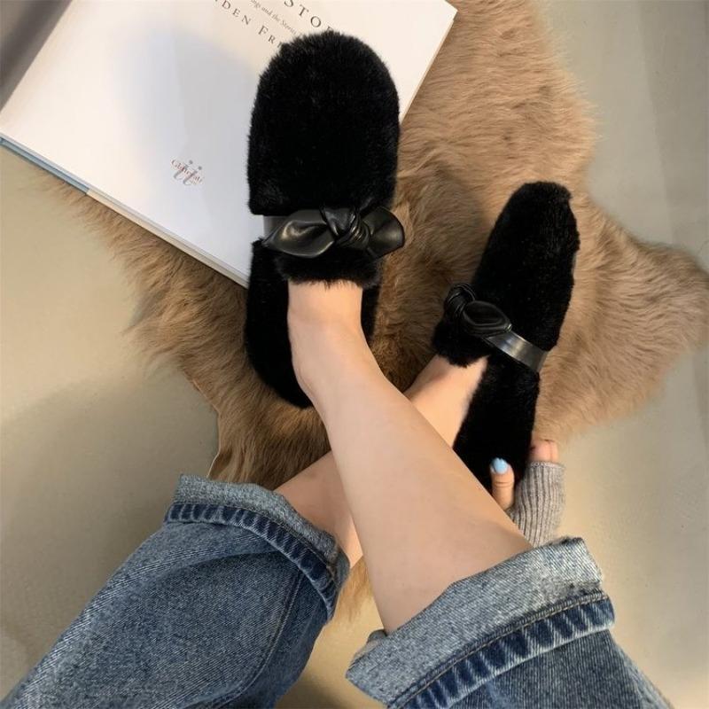 Модная женская обувь 2024 года, зимние новые повседневные мокасины без застежек, повседневные зимние туфли с круглым носком, на шнуровке, однотонные, с бантом