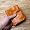 NZPJ Мужской ретро кожаный кошелек Женский короткий кошелек Кожа первого слоя Вертикальный кошелек Кожа растительного дубления Держатель банковских карт