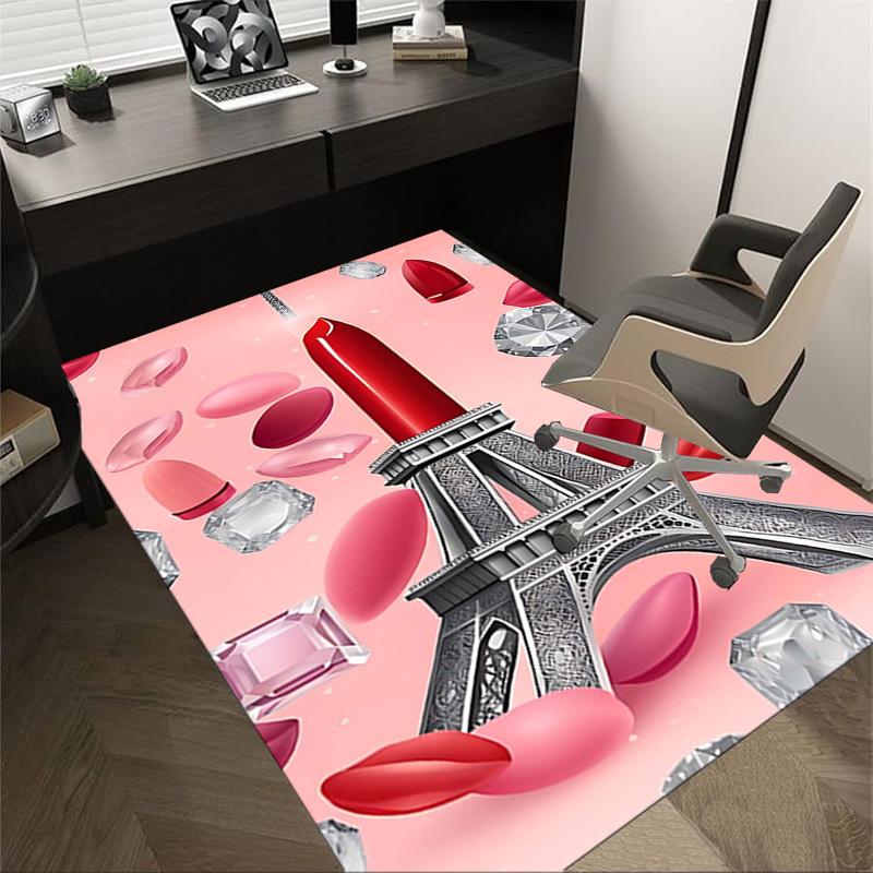 1PC Parisian, lipstick Extra Large Non Slip Floor carpet, Office, family, Studio   Large Area Rug Indoor Rugs, Bold Statement Piece