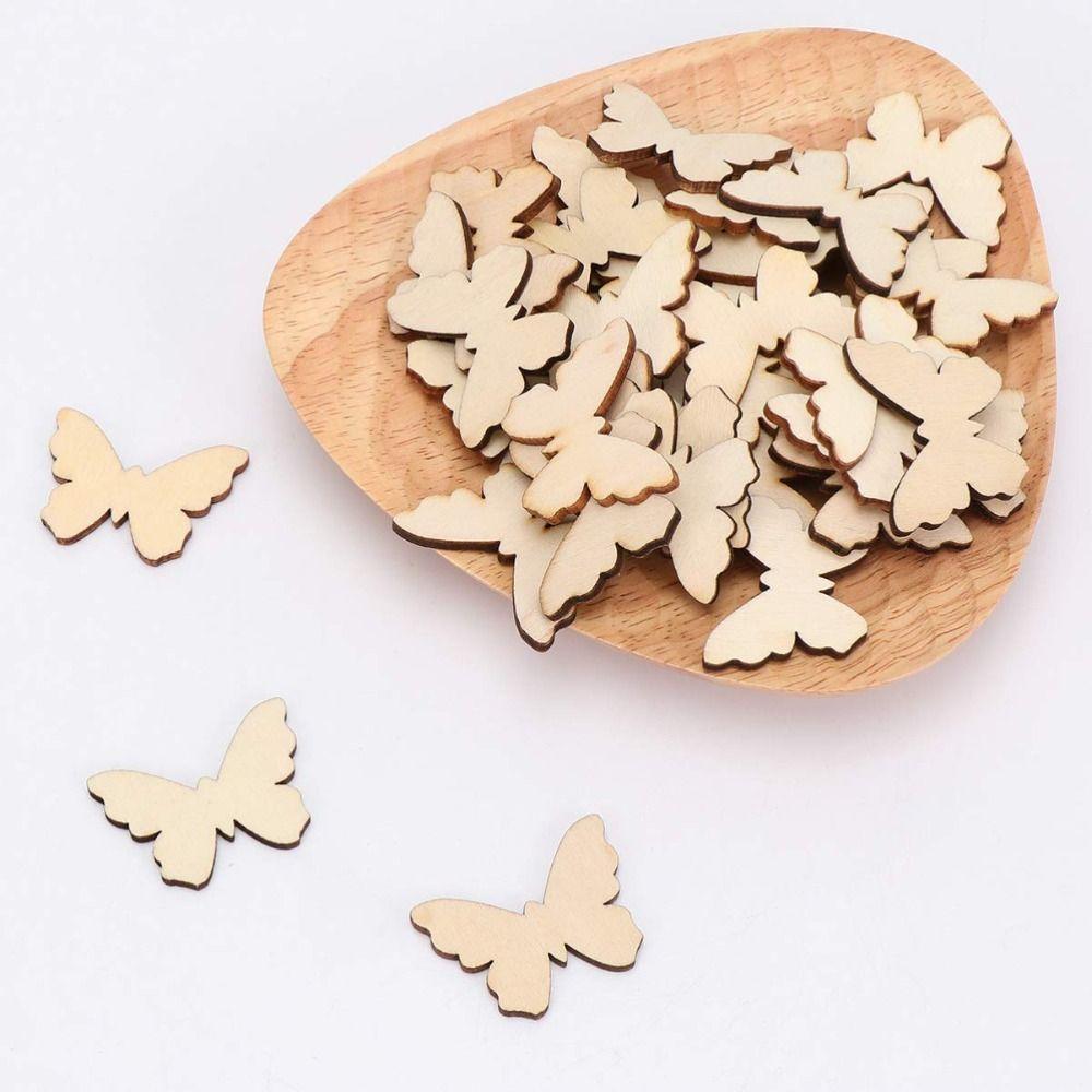 100 шт. Деревянные вырезки в форме бабочек Необработанная заготовка Дерево Необработанные деревянные вырезки Домашняя вечеринка