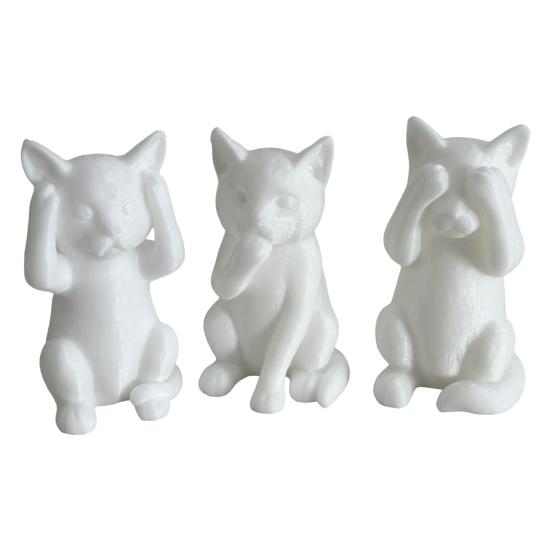 3D-печатная фигурка кошки котята слышать говорить видеть зло статуэтка миниатюрное украшение кошка подарок для любителя кошек для украшения стола полки шкафа