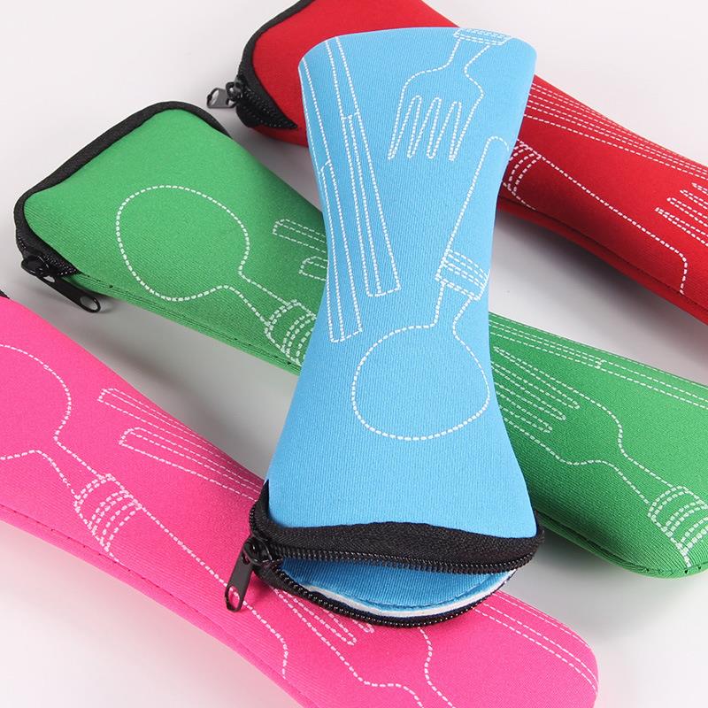 Travel Cutlery Bag Portable Knife Fork 1Pc Zipper Fashion Soft Chopsticks Bag