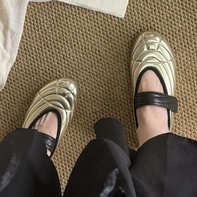 IPPEUM Женские балетки-кроссовки 2025 Новые золотые туфли Мэри Джейн Балетки