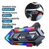Y20 Motorcycle Helmet  Bluetooth 5.3 Headset with RGB Dazzling Light Hands-free Waterproof Noize Reduction Wireless Motobike Headphone