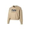 American Retro Letter Round Neck Short Casual Sweatshirt Women Sweatshirt Khaki 626169-83