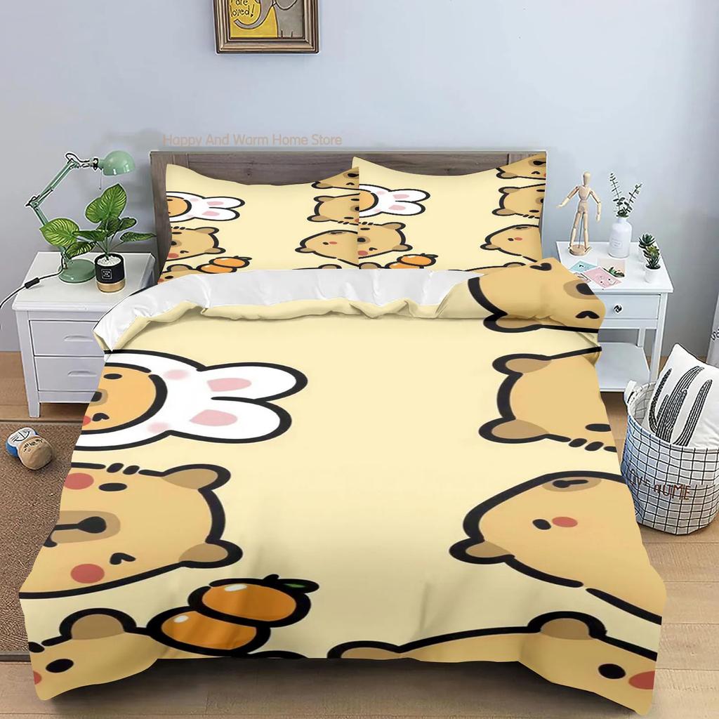 Capybaras Duvet Cover Anime Bedding Pillowcase Printed General Boys And Adult Collection Queen Size Reactive Printing Quilt