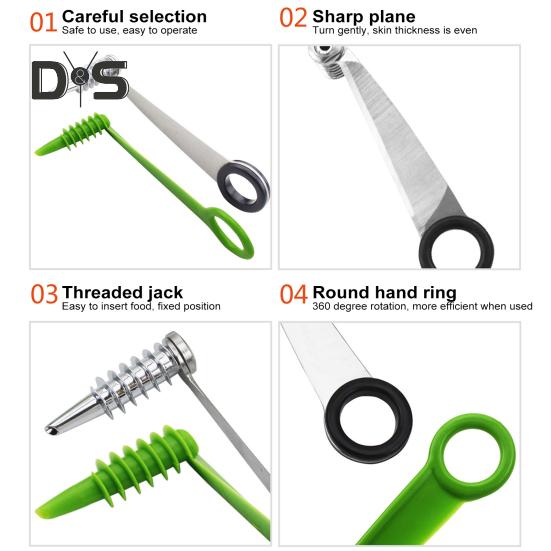 Спиральный овощерез из нержавеющей стали с вращением на 360 градусов для огурцов, моркови, картофеля, эргономичная ручка без BPA и острые лезвия, ручной винт