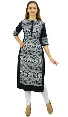 Женская дизайнерская прямая черная куртка Kurta 3 с 4 рукавами и принтом, повседневная одежда