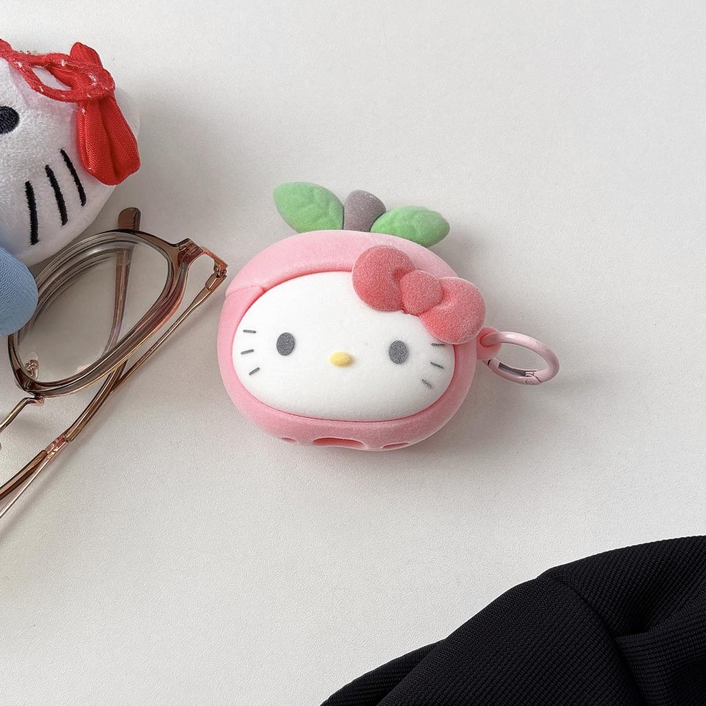 Милый 3D Мультяшный Флокированный Персиковый Чехол для Наушников Hello Kitty Для Airpods Pro3 Pro2 Pro Airpods 1 2 3 4 Силиконовый Чехол для Наушников