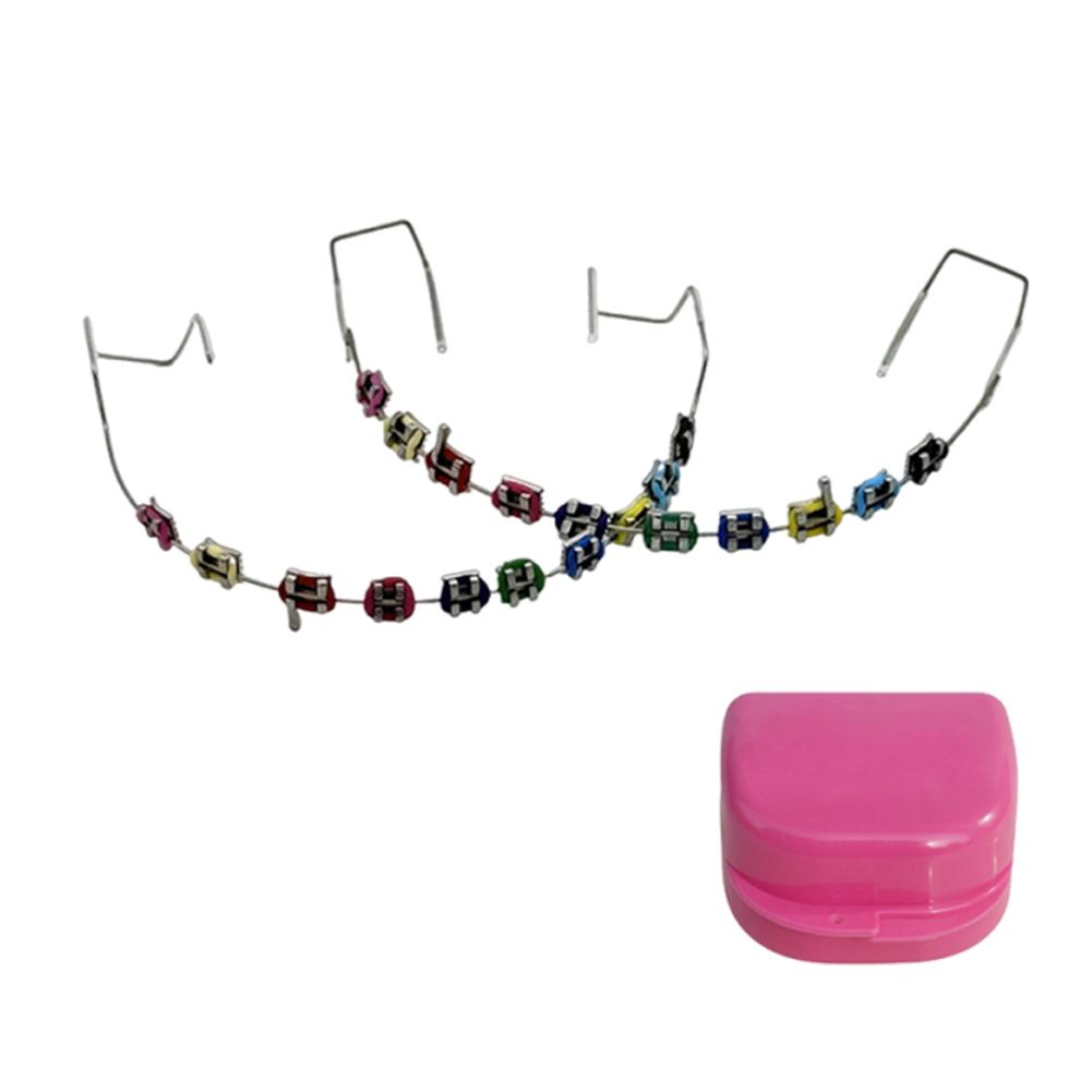 2 шт. Модные стоматологические накладные брекеты Металлические дуги Брекет Временное украшение зубов Ортодонтические лигатурные резинки для ежедневной защиты зубов