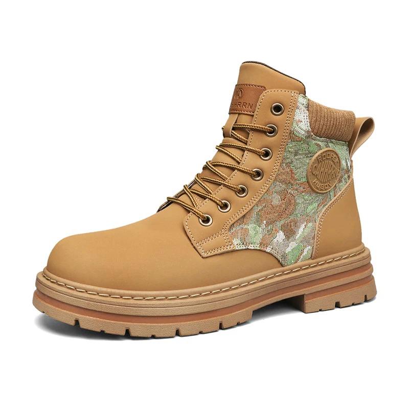 Модные кожаные ботинки для мужчин, походные ботинки, мужские ботильоны люксовых брендов, осень-зима, новые высокие повседневные туфли, классический дизайн