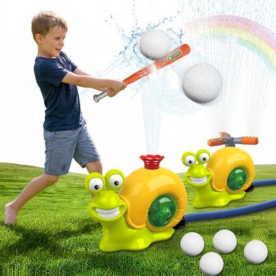 Водяной распылитель Бейсбольная игрушка Улитка для детей 3–12 лет, 2 в 1, Игровой набор с двойным распылителем для улицы, Регулируемый распыл на 360°, Водяная струя 80–120 см
