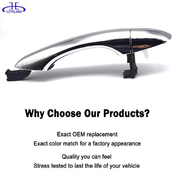 Rear Left Drive Side Chrome Exterior Door Handle W/Cover Compatible With 2016- Kia Sorento,Replaces 82651-C5010 83652-C5010