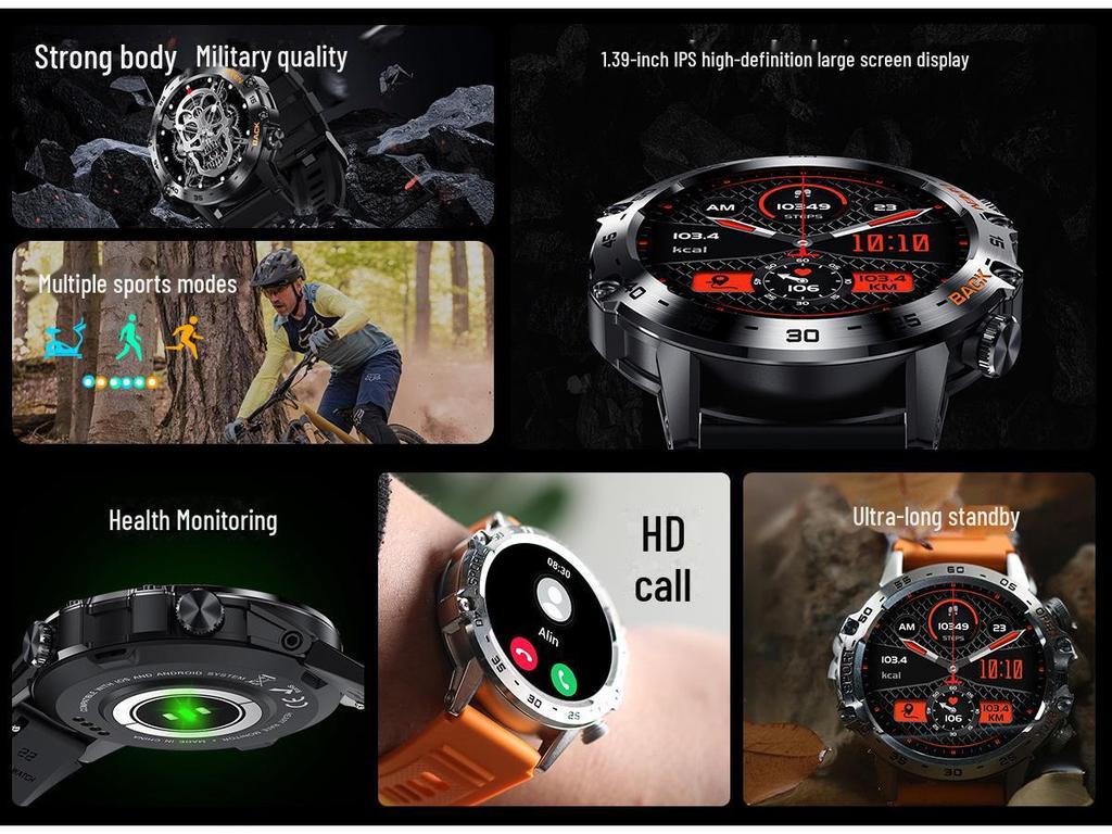 Умные часы K52 Outdoor с функцией звонков по Bluetooth, мониторингом сердечного ритма и уровня кислорода в крови, а также сверхдлительным режимом ожидания