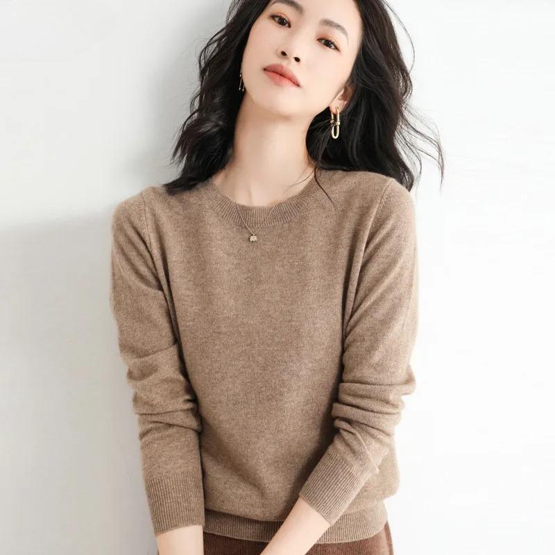 Winter Classic Style Cashmere Pullover Fashion Merino Wool Sweater Round Neck Long Sleeve Knitwear Soft Warm Basic' Clothing Top