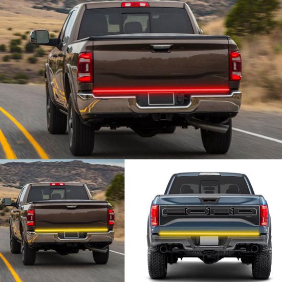 Светодиодная лента заднего фонаря Гибкая водонепроницаемая светодиодная лента для задней двери с указателем поворота, стоп-сигналом, последовательными янтарными и красными огнями для грузовиков, прицепов