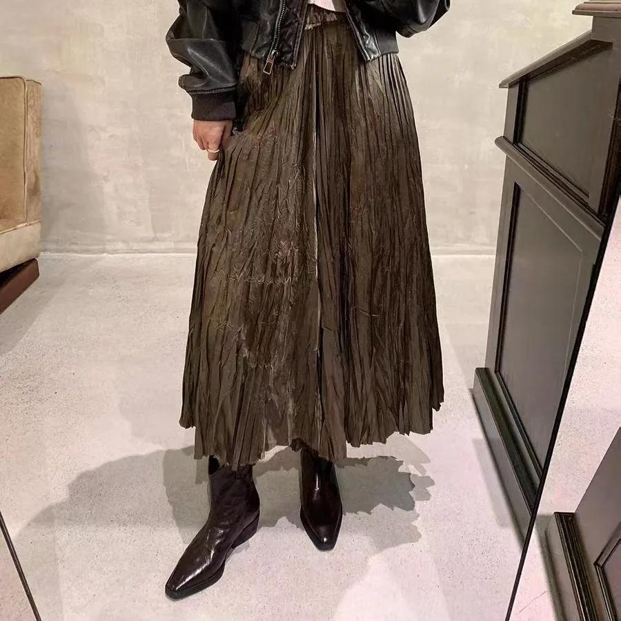 Женские ботильоны в стиле ретро с острым носком и V-образным вырезом, на толстом каблуке, мятые ковбойские сапоги в западном стиле, обувь на платформе для женщин