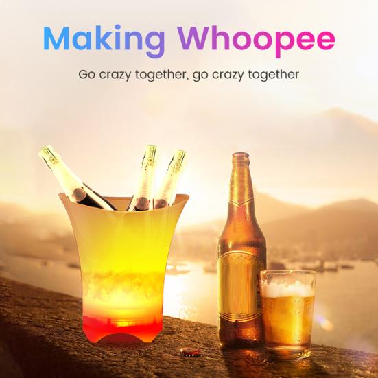 Ведро для льда со светодиодной подсветкой, 5 л, большая емкость, автоматическое, 7 цветов, ведро для льда с подсветкой, питание от батареи, вечеринка/дом/бар/КТВ, клуб, ведро для вина, ведро для льда, контейнер для пивных напитков