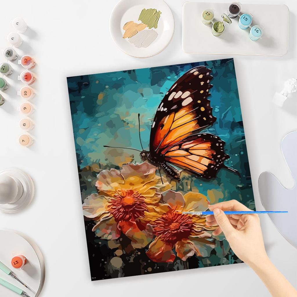 Frame Butterfly And Flowers Painting By Numbers Kits For Beginner Handmade Drawing On Canvas Picture By Numbers For Home Decors 40x50cm