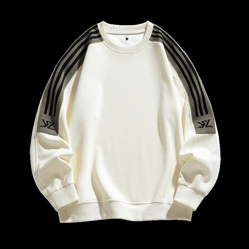 Весна и осень, большой мужской свободный круглый вырез, вышитая толстовка, модный мужской большой размер, цветная толстовка с блоками