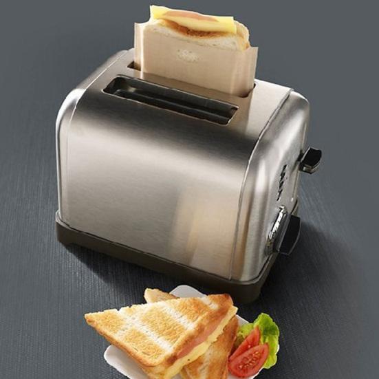 6Pcs Glass Fiber Reusable Toast Bags Non-stick Heat Resistant Bread Pouches