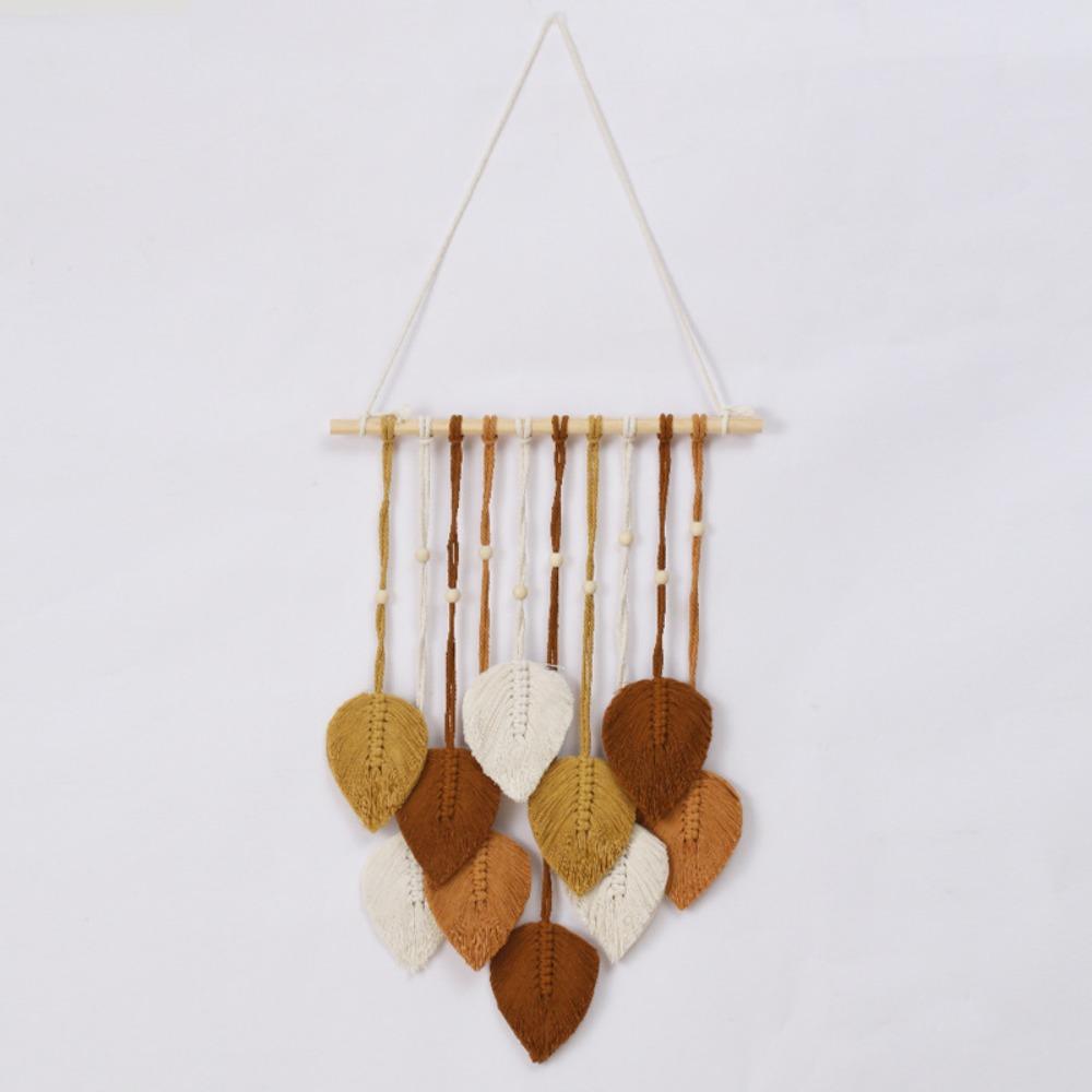 Handmade Boho Wall Decor Macrame Wall Hanging Pendant Creative Wall Art Leaf Tapestry  Homestay