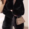 Women's Faux Fur Coats Winter Faux Fox Fur Collar Coat Plus Size Mid-length Slim Fit Fur Coat