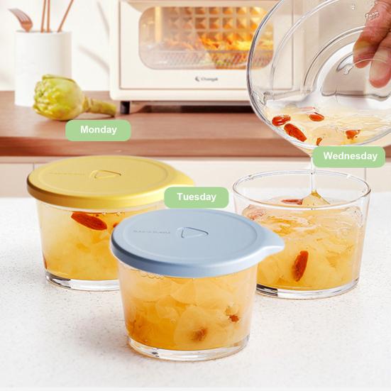 Удобный прочный герметичный многоцелевой видимый стеклянный круглый контейнер для приготовления еды, кухонные принадлежности, коробка для хранения продуктов питания