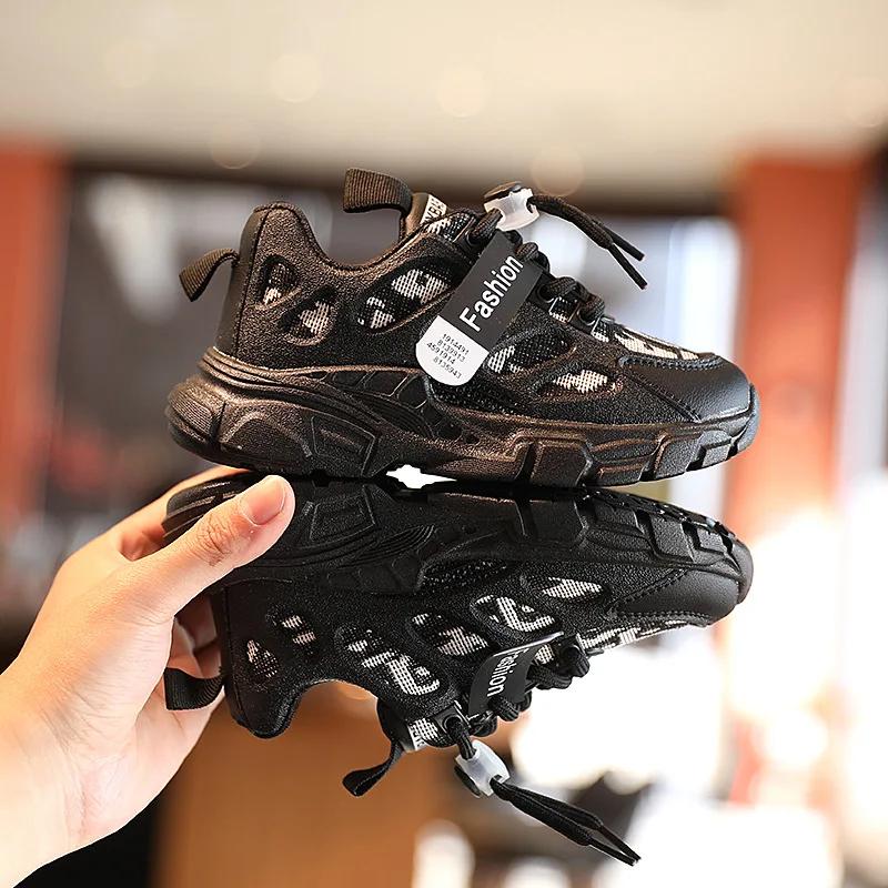 2024 Осенняя детская повседневная спортивная обувь Модные дышащие трикотажные мягкие нескользящие детские кроссовки для мальчиков и девочек Размер 21-36