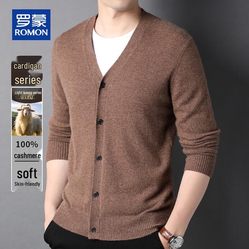 ROMON Мужской кардиган с V-образным вырезом из 100% кашемира