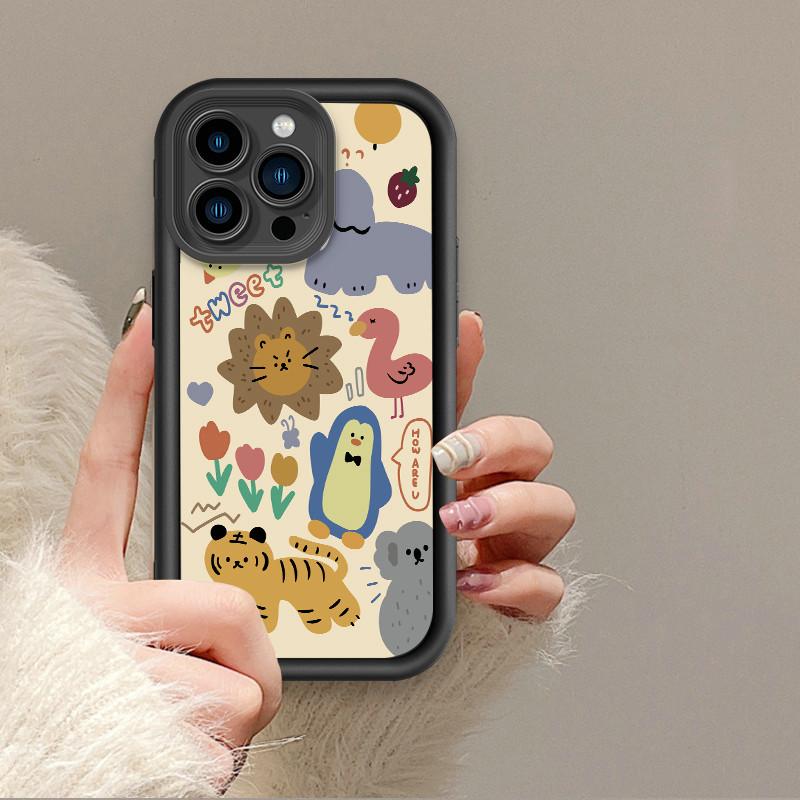 Мультяшный лев тигр животные милый принт модный чехол гибкий мягкий силиконовый чехол TPU полная задняя крышка для iPhone Samsung