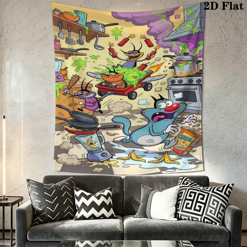 Oggy Soul Wall Tapestry Aesthetic Wall Hanging Printed Fabric Blanket Decorative Tapestries for Bedroom Living Room Home Decor