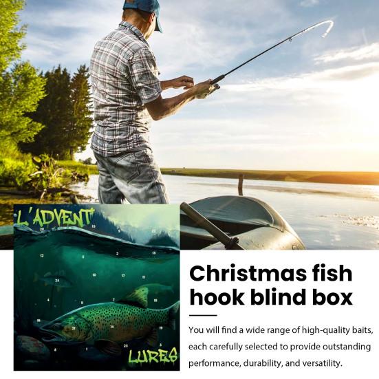 Рыболовный Адвент-календарь 24 дня Календарь обратного отсчета до Рождества с набором рыболовных приманок для взрослых мужчин и юношей-подростков