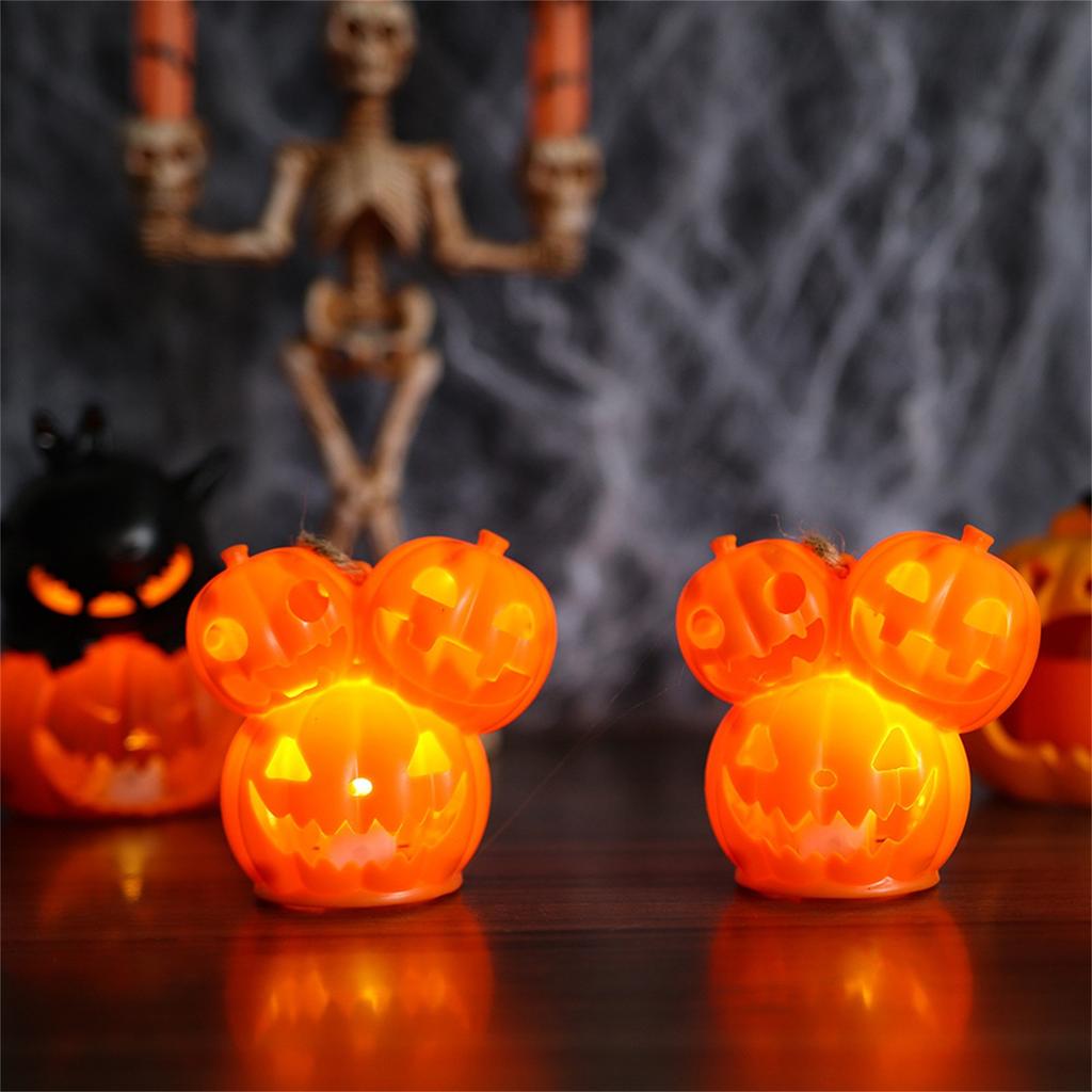 Halloween Pumpkin Lanterns/ Three Pumpkin Head Candle Lights Desktop Site/ Layout Pumpkin Decoration Night Light