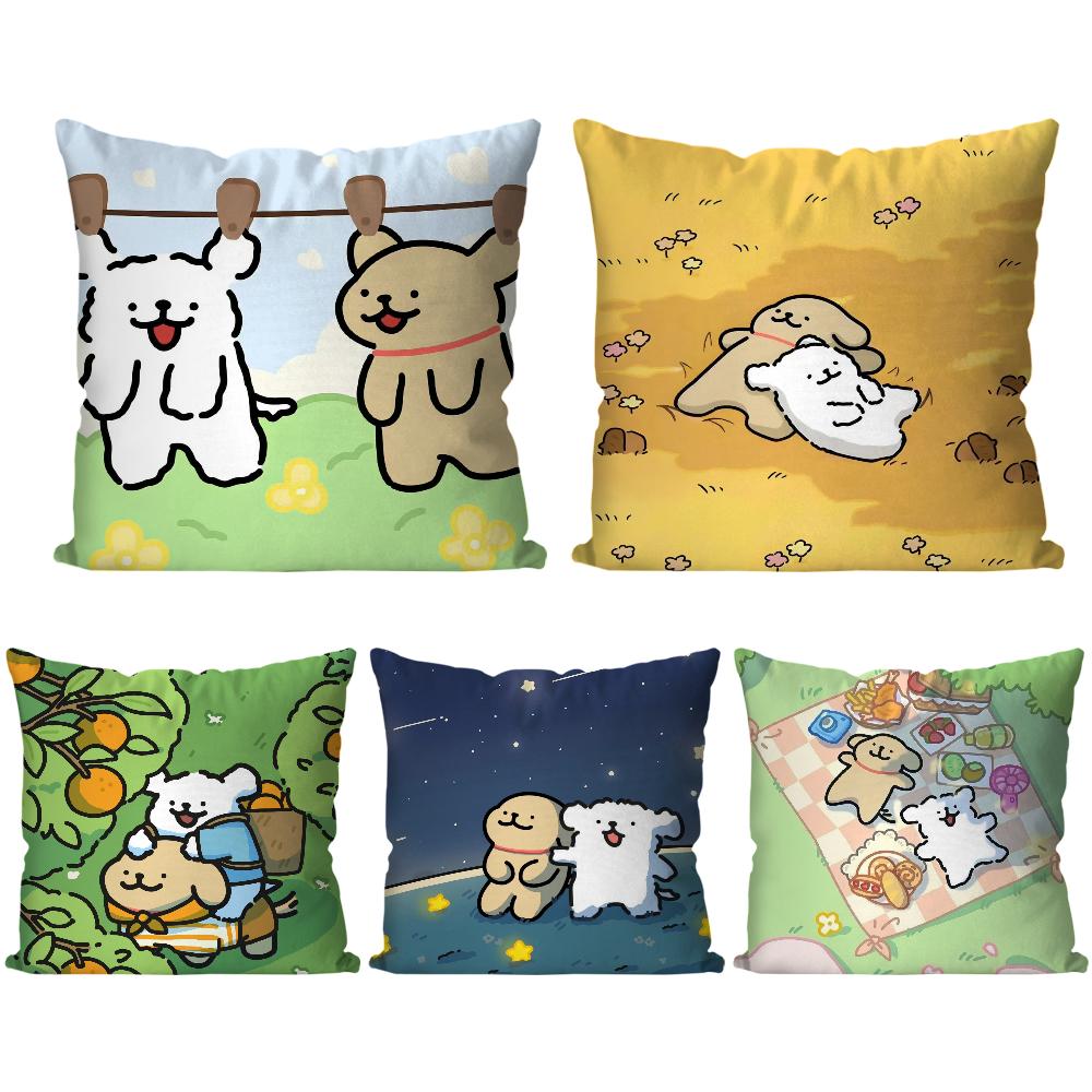 1pc M-Maltese Animation Pillow Case Square Pillow Bedroom Sofa Leisure Comfort Cushion Car Living Room Home Decoration 40X40