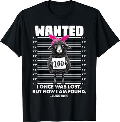 Wanted I Once Was Lost Bible Verse Jesus Funny Sheep Easter T-Shirt
